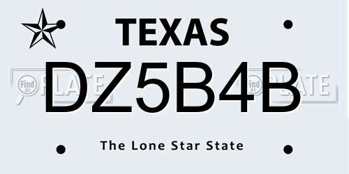DZ5B4B Texas License Plate