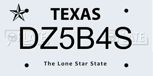 DZ5B4S Texas License Plate