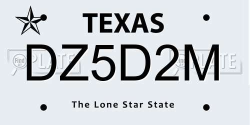 DZ5D2M Texas License Plate