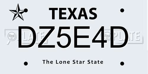DZ5E4D Texas License Plate