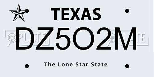 DZ5O2M Texas License Plate