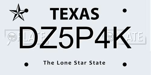 DZ5P4K Texas License Plate