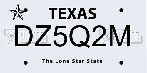 DZ5Q2M Texas License Plate