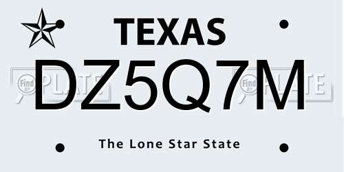 DZ5Q7M Texas License Plate