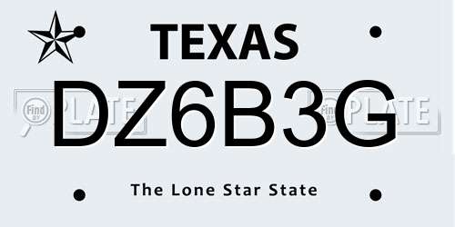 DZ6B3G Texas License Plate