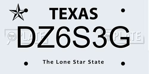 DZ6S3G Texas License Plate