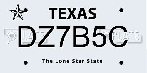 DZ7B5C Texas License Plate
