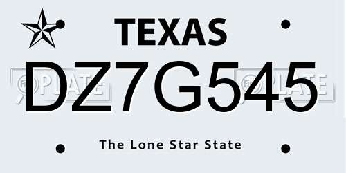 DZ7G545 Texas License Plate