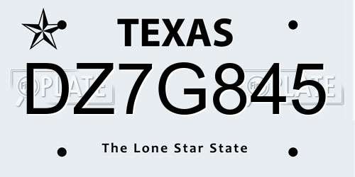 DZ7G845 Texas License Plate