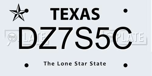 DZ7S5C Texas License Plate