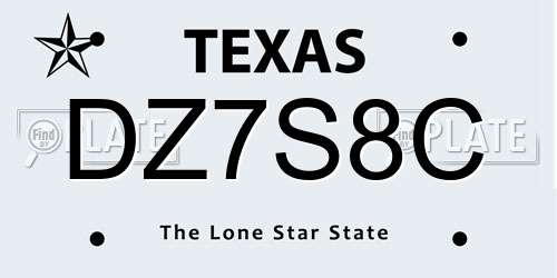 DZ7S8C Texas License Plate