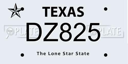 DZ825 Texas License Plate