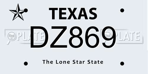 DZ869 Texas License Plate
