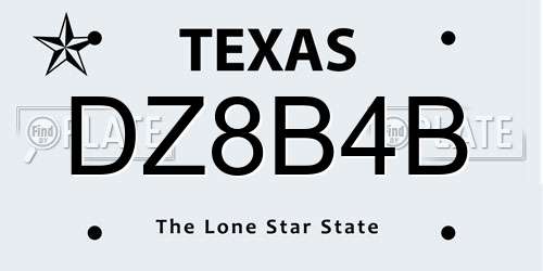 DZ8B4B Texas License Plate
