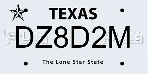 DZ8D2M Texas License Plate