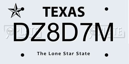 DZ8D7M Texas License Plate