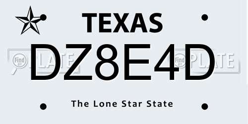 DZ8E4D Texas License Plate
