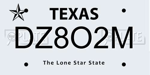 DZ8O2M Texas License Plate