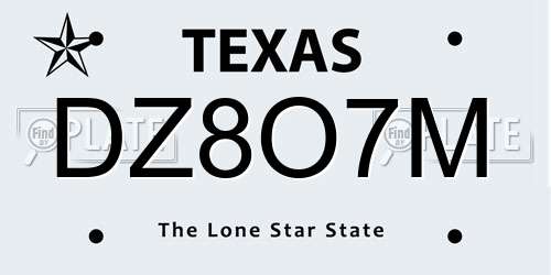 DZ8O7M Texas License Plate