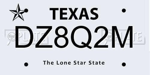 DZ8Q2M Texas License Plate