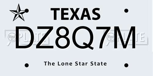 DZ8Q7M Texas License Plate