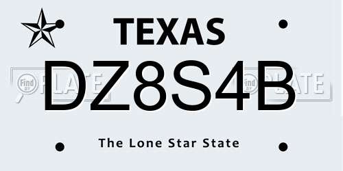 DZ8S4B Texas License Plate