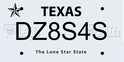 DZ8S4S Texas License Plate