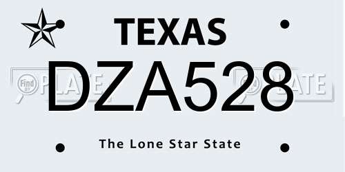 DZA528 Texas License Plate