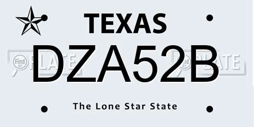 DZA52B Texas License Plate