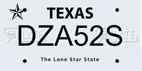 DZA52S Texas License Plate