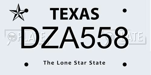 DZA558 Texas License Plate