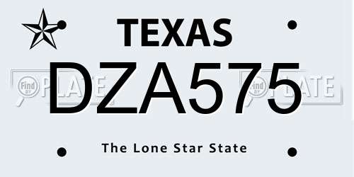 DZA575 Texas License Plate