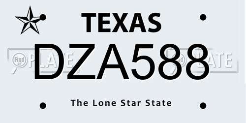 DZA588 Texas License Plate