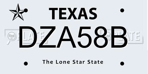 DZA58B Texas License Plate