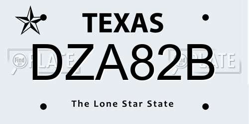 DZA82B Texas License Plate