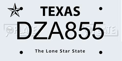 DZA855 Texas License Plate