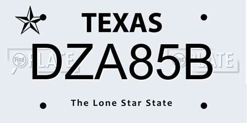 DZA85B Texas License Plate
