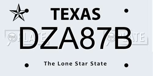 DZA87B Texas License Plate