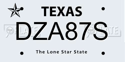 DZA87S Texas License Plate
