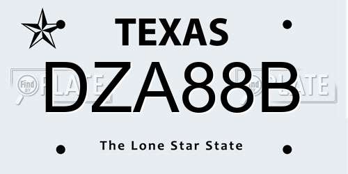 DZA88B Texas License Plate