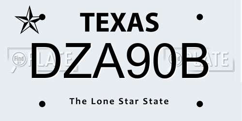 DZA90B Texas License Plate