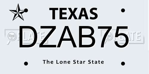 DZAB75 Texas License Plate