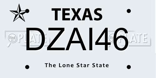 DZAI46 Texas License Plate