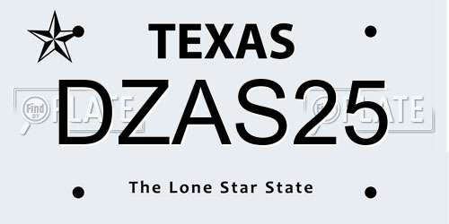 DZAS25 Texas License Plate