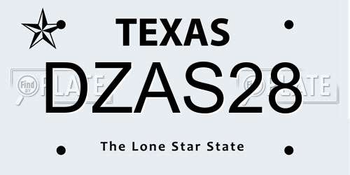 DZAS28 Texas License Plate