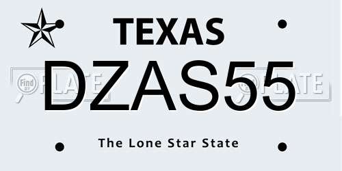 DZAS55 Texas License Plate