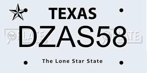 DZAS58 Texas License Plate