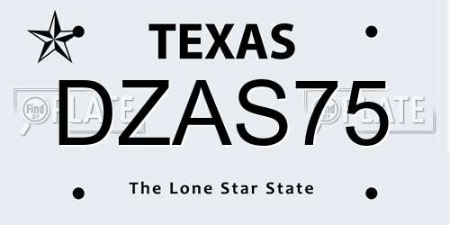 DZAS75 Texas License Plate