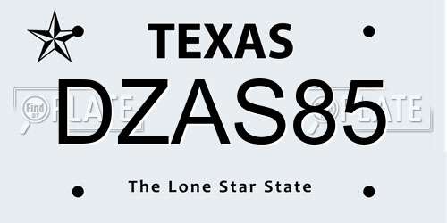 DZAS85 Texas License Plate