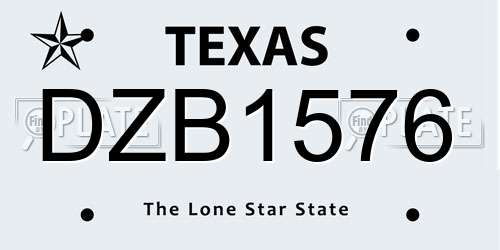 DZB1576 Texas License Plate